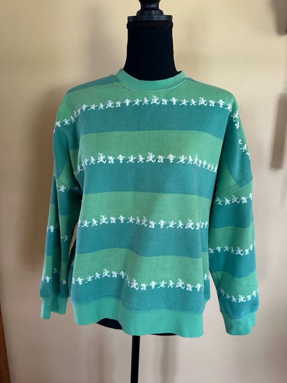 Disney World Mickey & Friends Green Striped Sweatshirt Size women’s size M